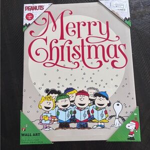 Peanuts Snoopy Merry Christmas Canvas Wall Hanging Lights Up NEW